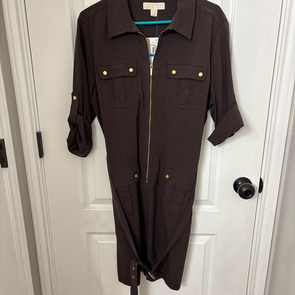 Michael Kors Chocolate Dress with Gold Details